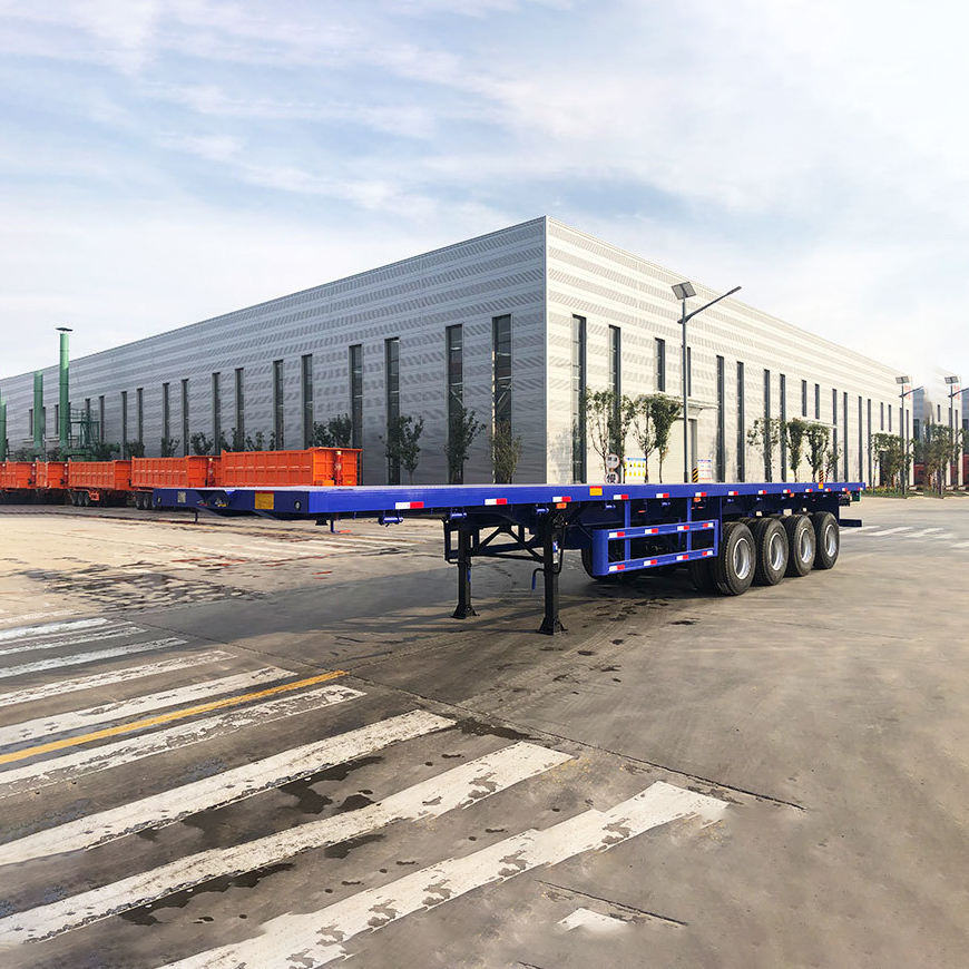 High Loading 60-80Ton 4 Axles High-tensile Steel Semi-Trailer Flatbed Trailer 20ft/40ft Container Trailer High Loading 60-80Ton 4 Axles High-tensile Steel Semi-Trailer Flatbed Trailer 20ft/40ft Container Trailer