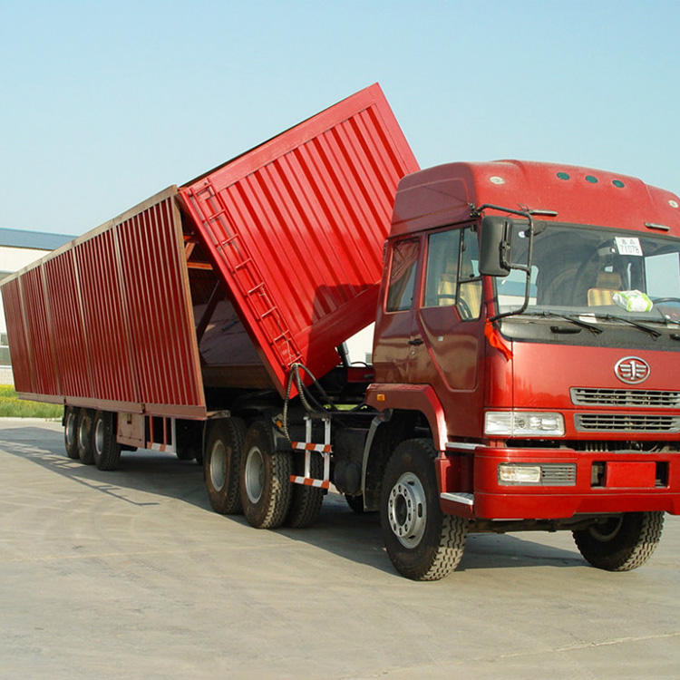 Hydraulic side-dump semi-trailer with tipping function, a highly efficient and labor-saving dump truck. Hydraulic side-dump semi-trailer with tipping function, a highly efficient and labor-saving dump truck.