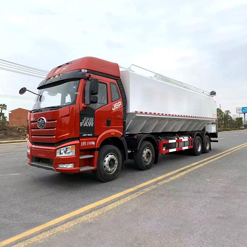 FAW 8X4 25ton 40cbm Large Capacity Bulk Feed Silo Truck with Fast Discharge System for Transport Chicken Feed