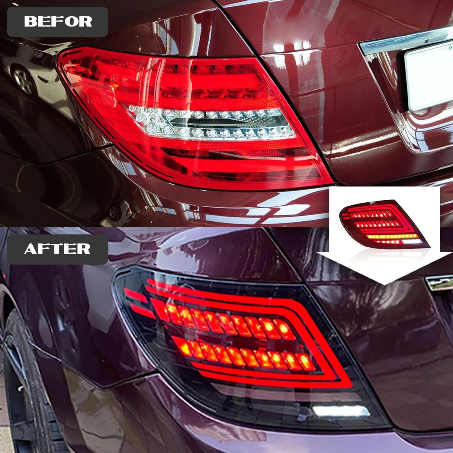 Car Rear Tail Light For Mercedes Benz W204 2007 2008 2009 2010 2011 2012 2013 2014