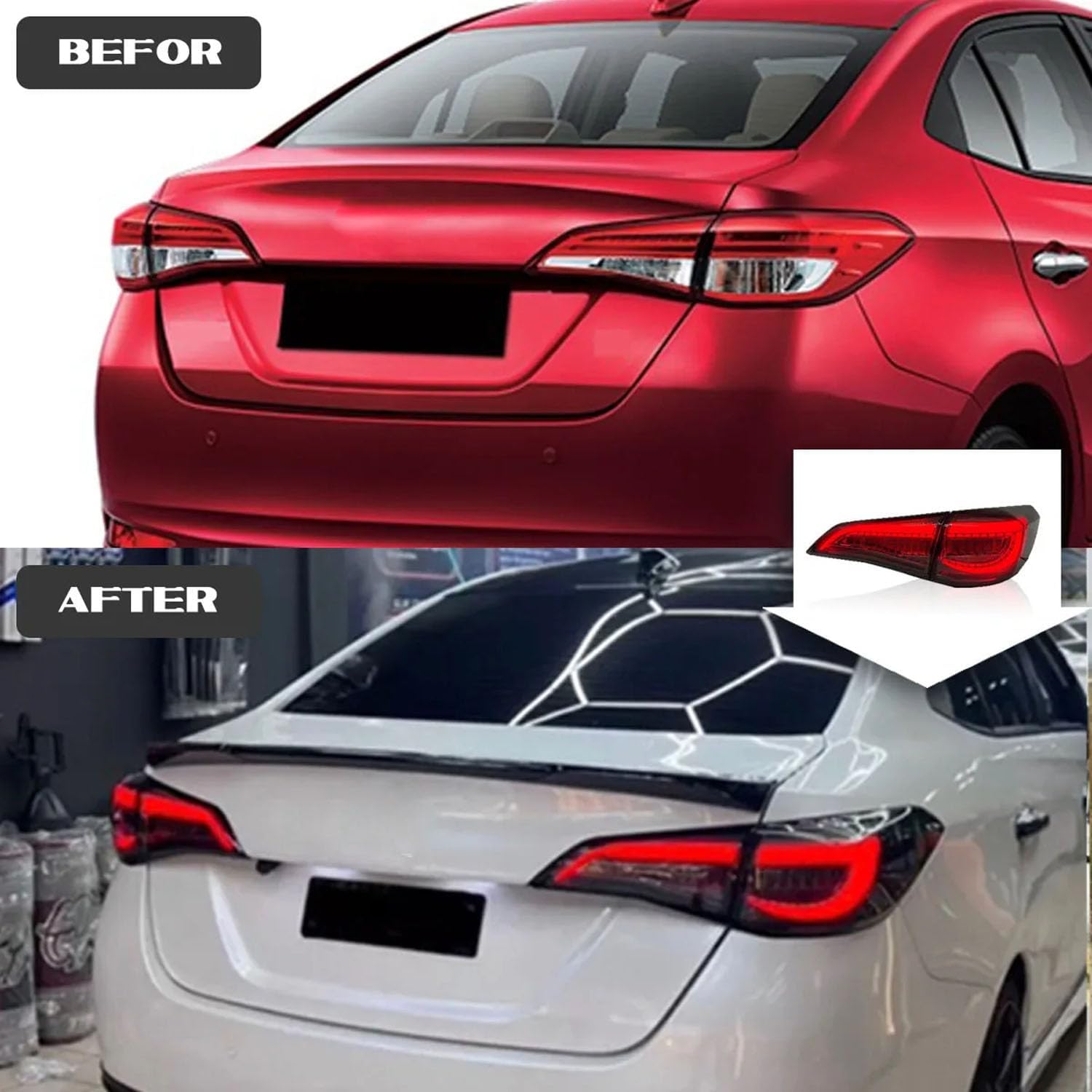 Car Rear Tail Light For Toyota Vios 2018 2019 2020 2021 2022 2023