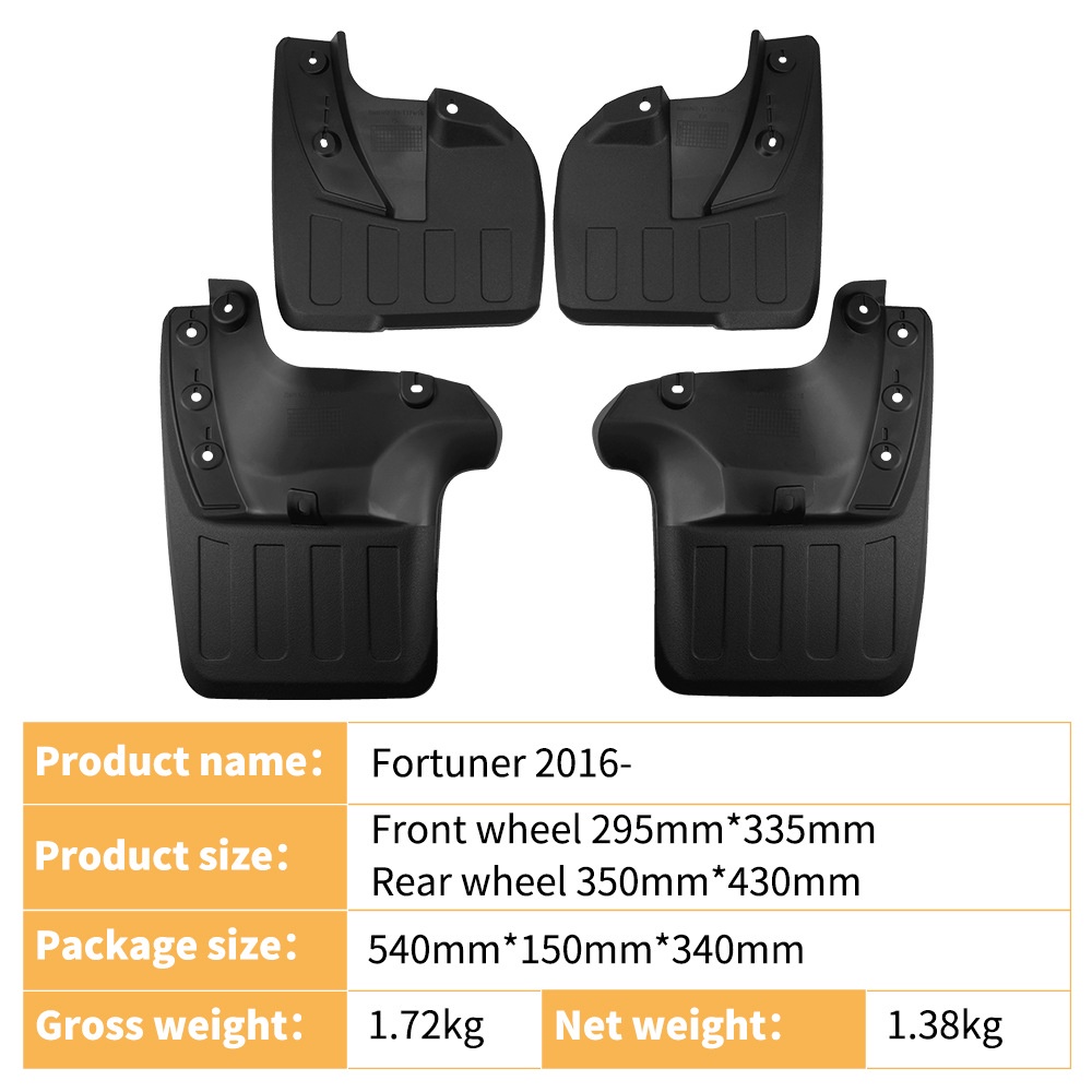 Mudguards for Toyota Fortuner 2016-2025