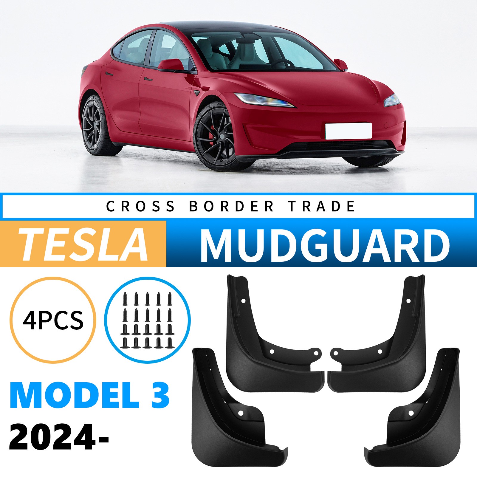 Mudguards for Tesla Model 3 Renewal in 2024-2025 Mudguards for Tesla Model 3 Renewal in 2024-2025