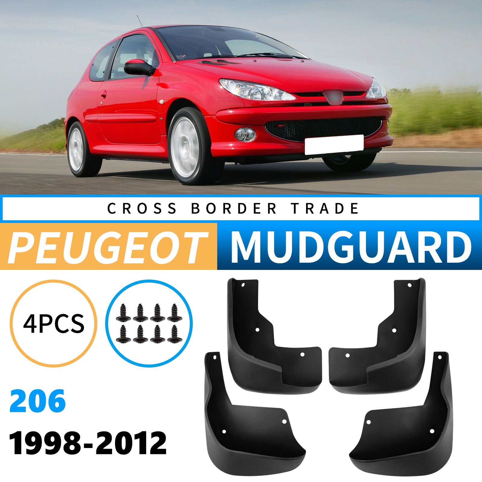Mudguards for Peugeot 206 1998-2012 Mudguards for Peugeot 206 1998-2012