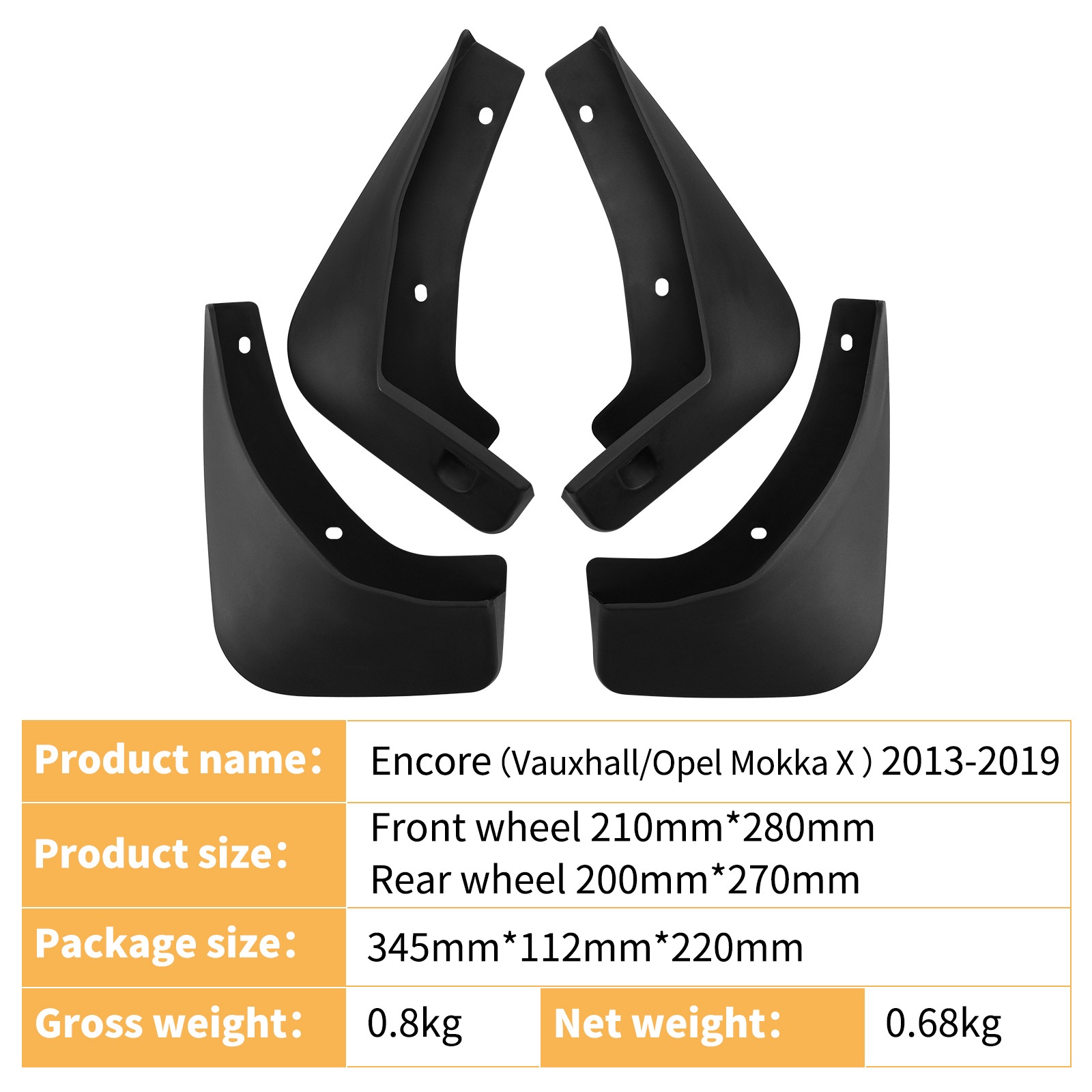 Mudguards for Buick Encore Opel Mokka X Vauxhall Encore 2013-2019