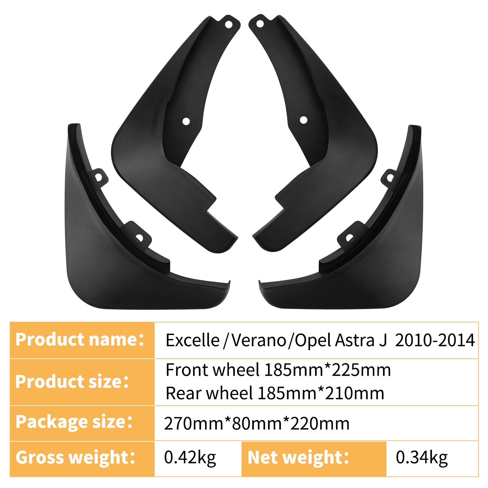 Mudguards for Buick Verano (old Excelle) 2010-14 Opel Astra J