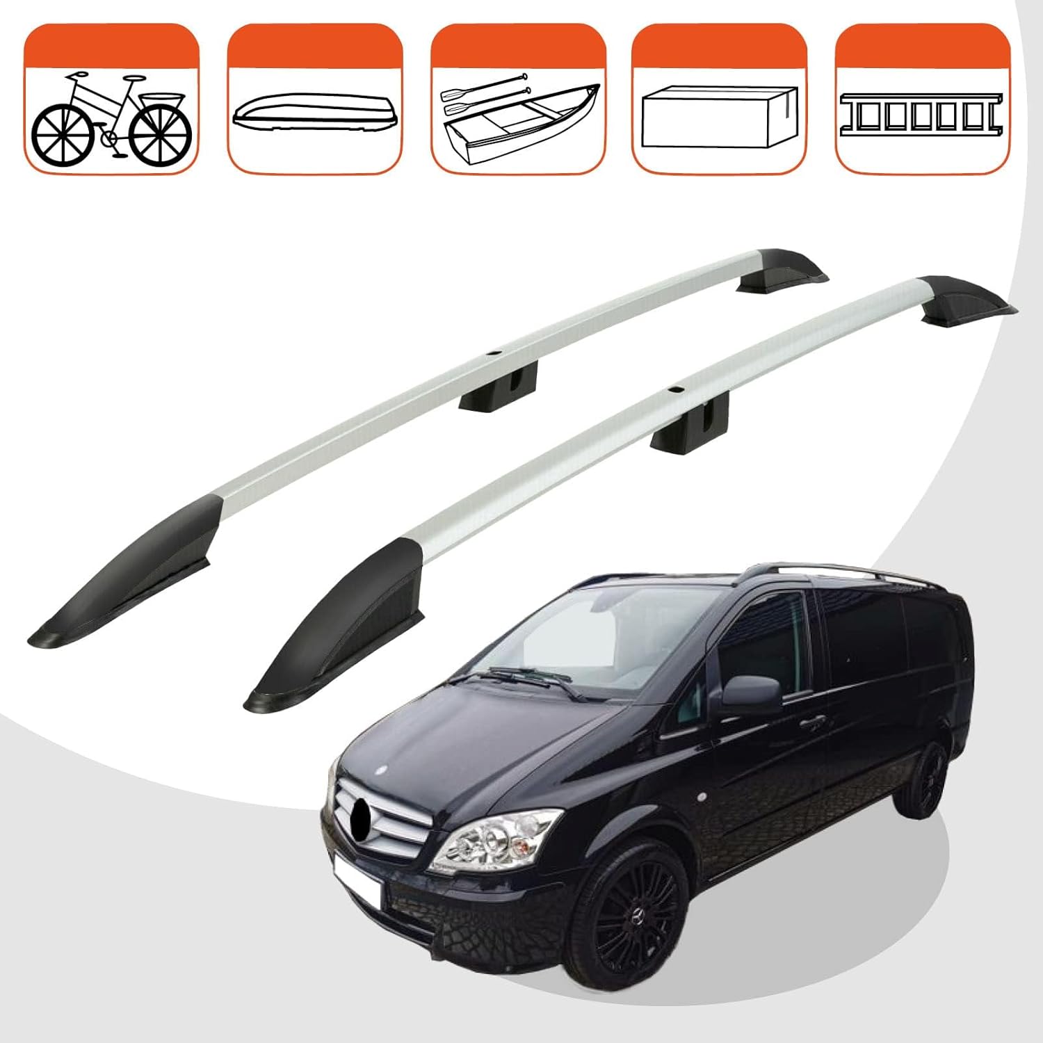 Car roof rack rails for Mercedes Benz Vito L3 2003-2014