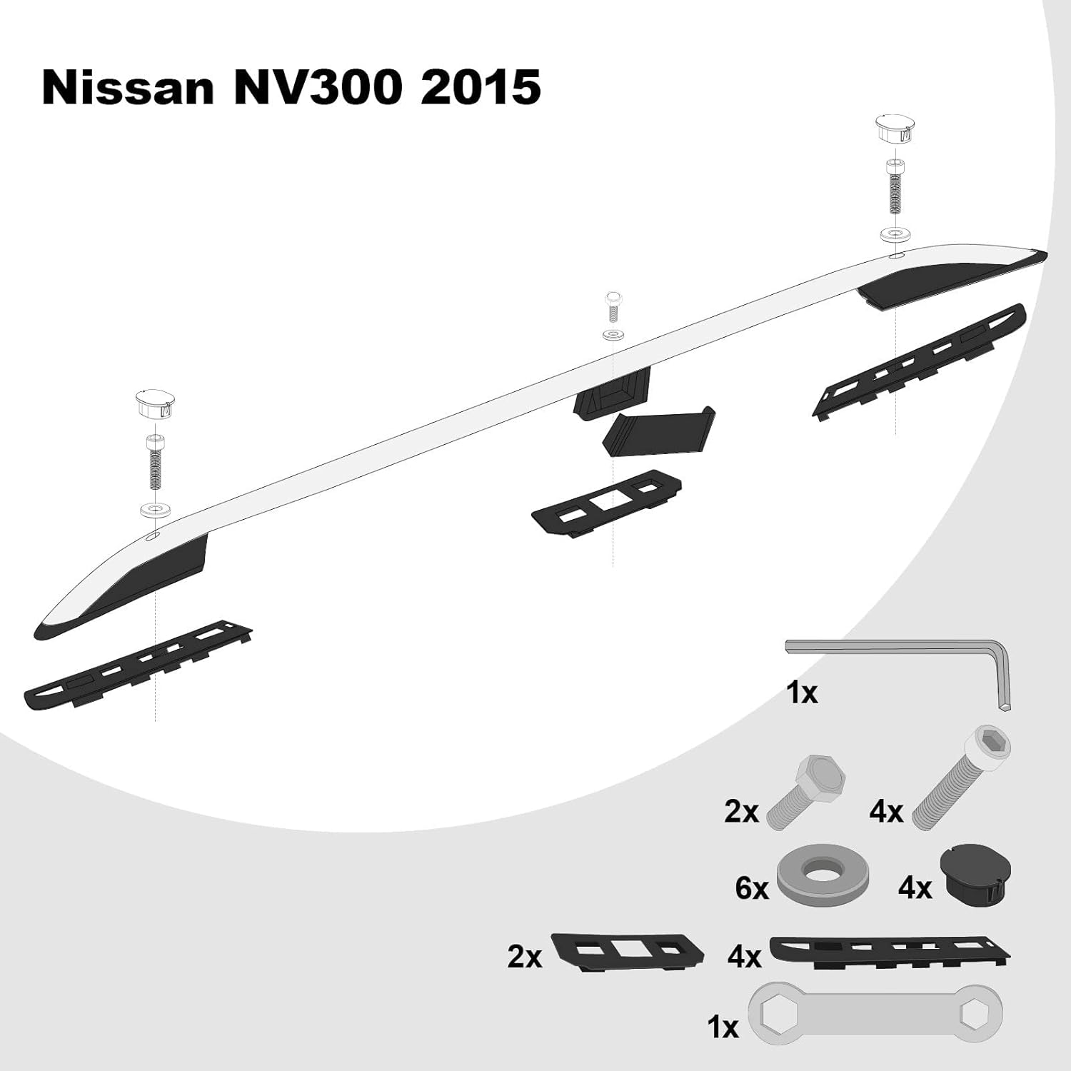 Car roof rack rails for Nissan NV300 L2 2015+