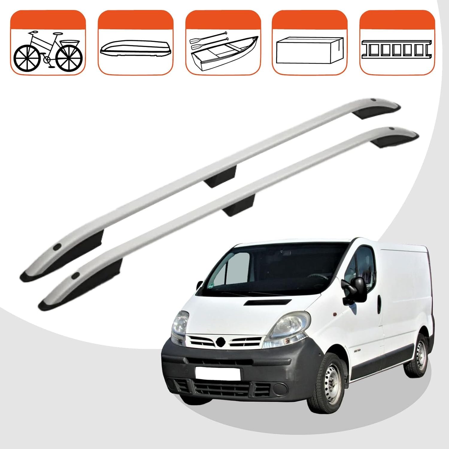 Car roof rack rails for Nissan Primastar L2 2001-2015