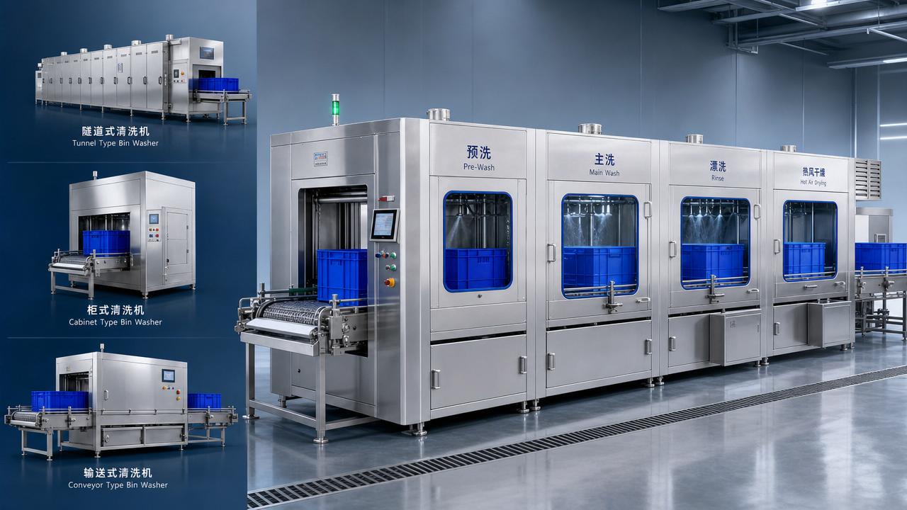 Systèmes de lavage de bacs comparés: configurations tunnel, armoire et convoyeur
