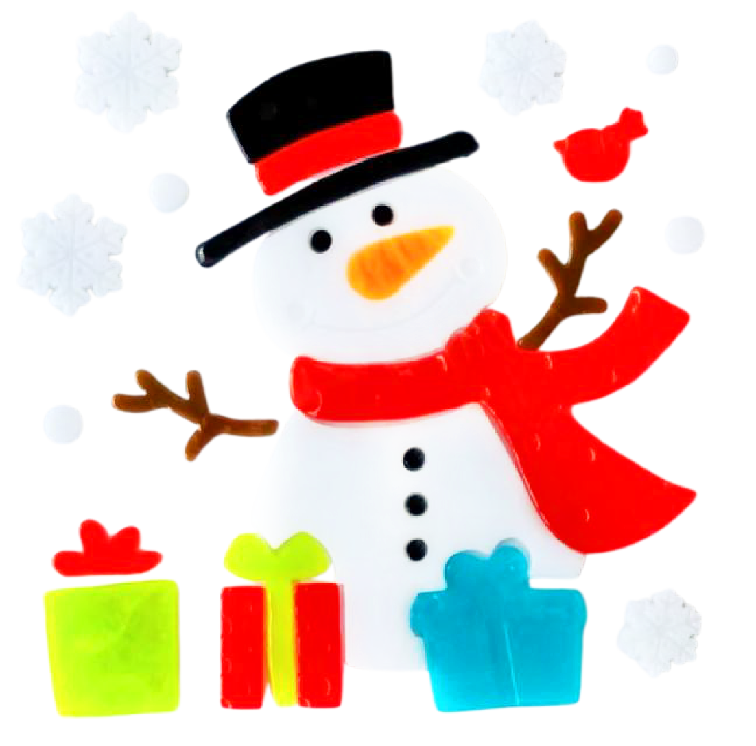 ملصقات جل للنوافذ لعيد الميلاد - ملصقات نوافذ لعيد الميلاد بتصاميم بابا نويل ورجل الثلج ورقاقات الثلج والبطريق وشجرة عيد الميلاد والهدايا للأطفال