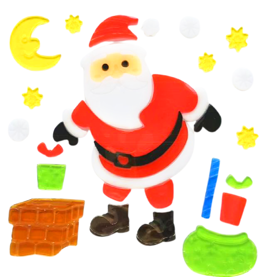 ملصقات جل للنوافذ لعيد الميلاد - ملصقات نوافذ لعيد الميلاد بتصاميم بابا نويل ورجل الثلج ورقاقات الثلج والبطريق وشجرة عيد الميلاد والهدايا للأطفال