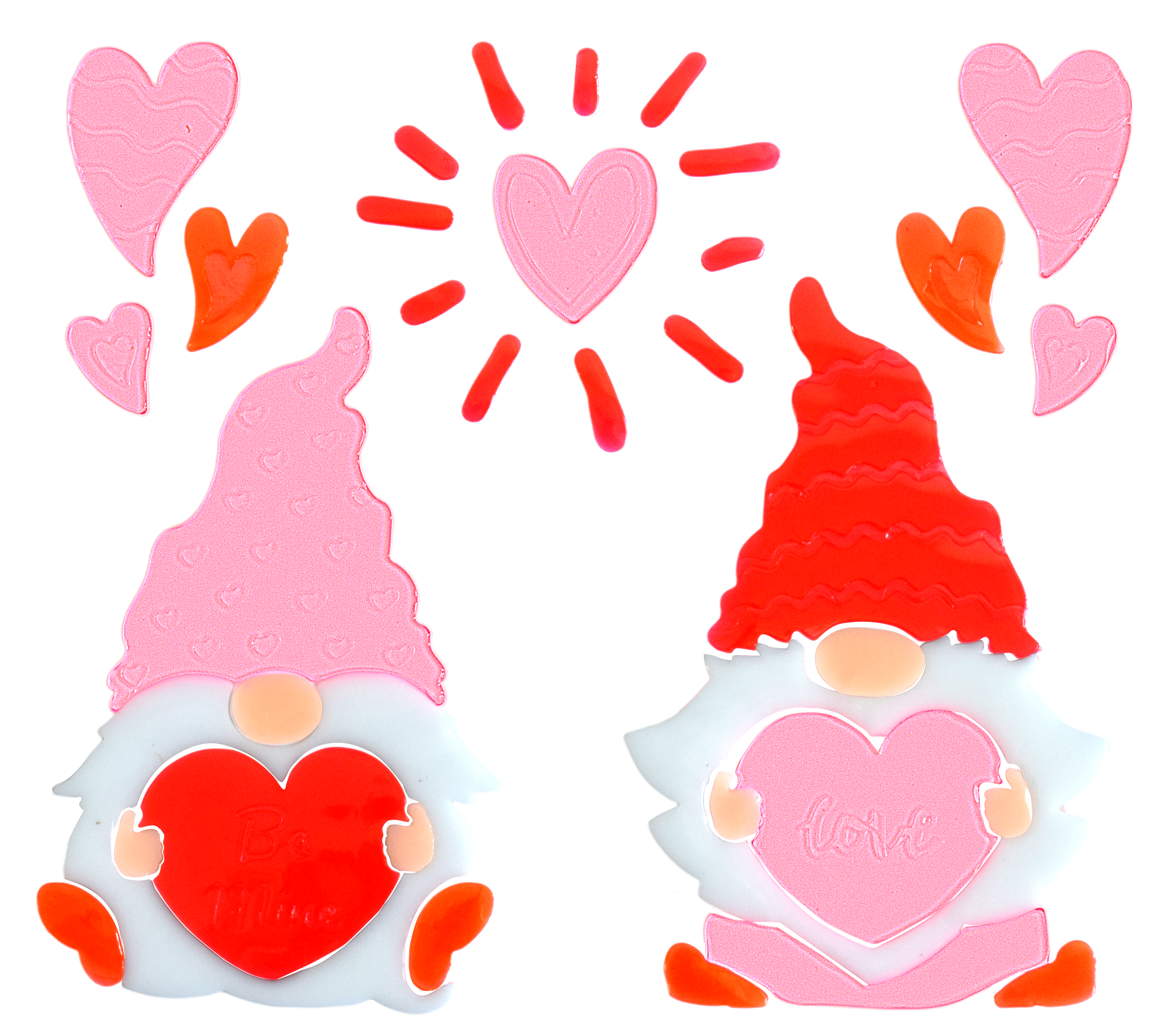 Adhesivos de gel para ventanas de San Valentín, Feliz Día de San Valentín,Cupido,Adhesivos para ventanas de cristal con gnomo del amor y corazones,Adhesivos para ventanas de San Valentín,Decoraciones de San Valentín