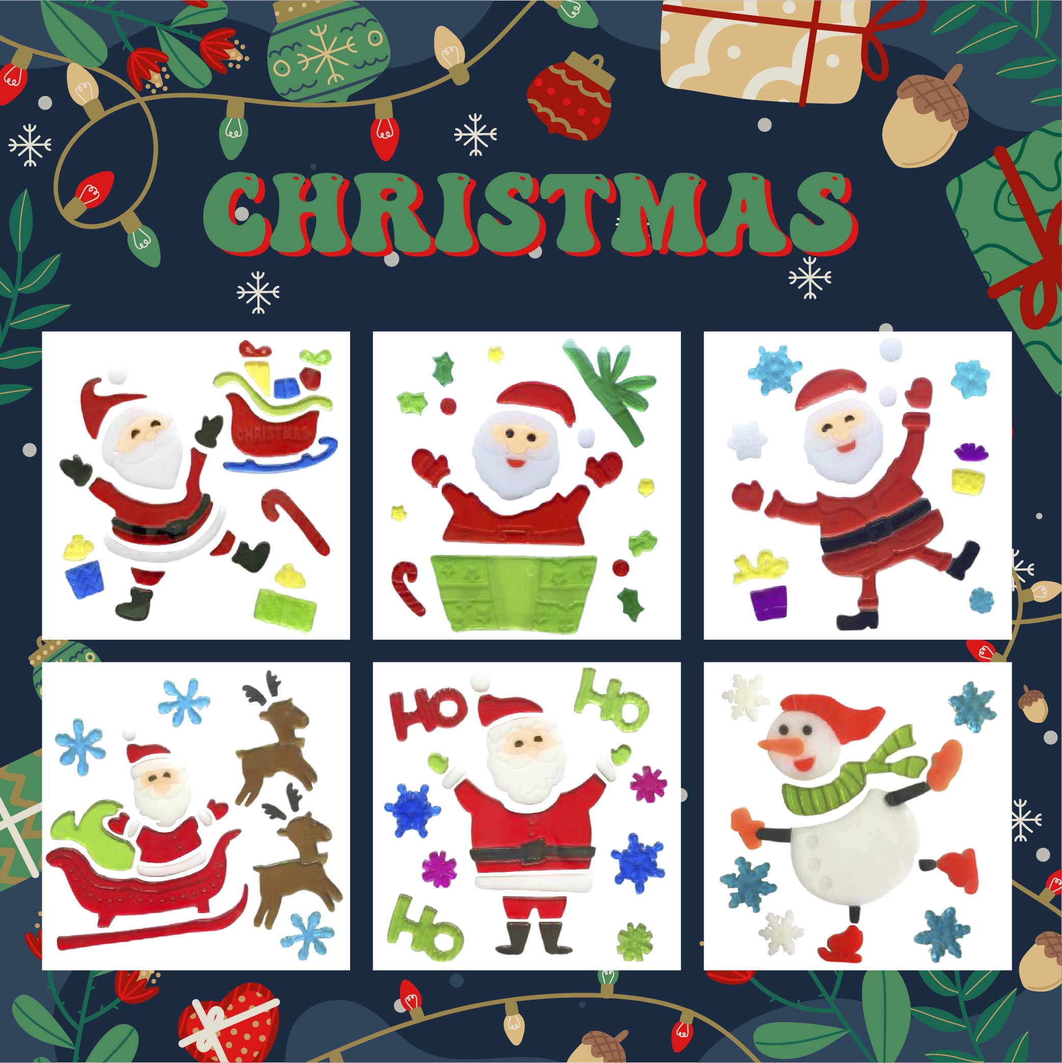 Adhesivos de gel para ventanas de Navidad - Pegatinas de ventana navideñas de Papá Noel, muñeco de nieve, copo de nieve, pingüino, árbol de Navidad y regalo para niños Adhesivos de gel para ventanas de Navidad - Pegatinas de ventana navideñas de Papá Noel, muñeco de nieve, copo de nieve, pingüino, árbol de Navidad y regalo para niños