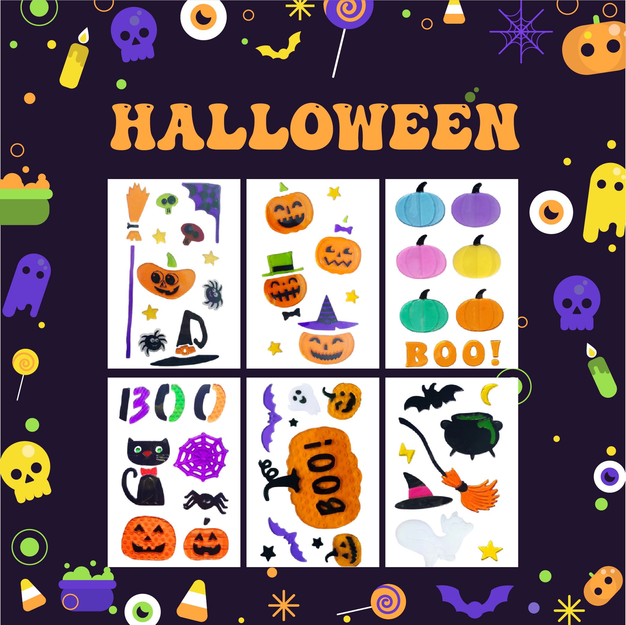 Adhesivos de gel para ventanas de Halloween fantasma calabaza murciélago bruja gato Boo sangre pegatinas decorativas para decoraciones de ventanas de Halloween en el hogar y fiestas Adhesivos de gel para ventanas de Halloween fantasma calabaza murciélago bruja gato Boo sangre pegatinas decorativas para decoraciones de ventanas de Halloween en el hogar y fiestas