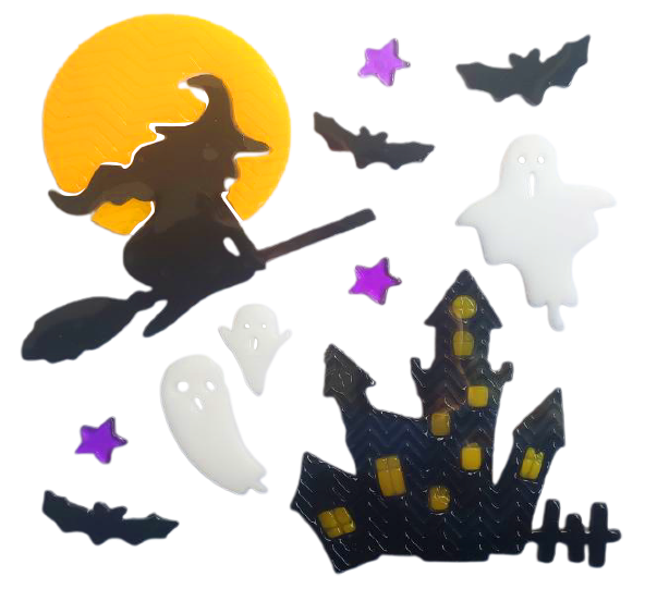 Adhesivos de gel para ventanas de Halloween fantasma calabaza murciélago bruja gato Boo sangre pegatinas decorativas para decoraciones de ventanas de Halloween en el hogar y fiestas