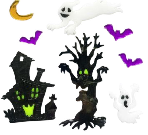 Adhesivos de gel para ventanas de Halloween fantasma calabaza murciélago bruja gato Boo sangre pegatinas decorativas para decoraciones de ventanas de Halloween en el hogar y fiestas