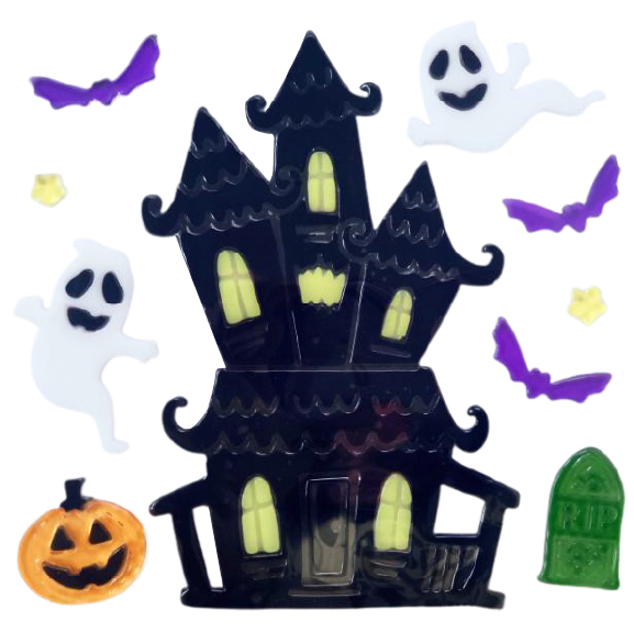 Adhesivos de gel para ventanas de Halloween fantasma calabaza murciélago bruja gato Boo sangre pegatinas decorativas para decoraciones de ventanas de Halloween en el hogar y fiestas