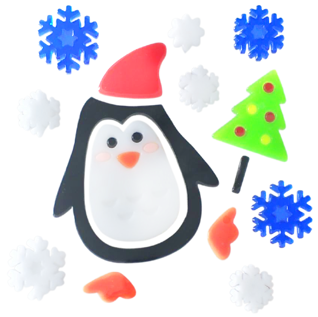 Adhesivos de gel para ventanas de Navidad - Pegatinas de ventana navideñas de Papá Noel, muñeco de nieve, copo de nieve, pingüino, árbol de Navidad y regalo para niños