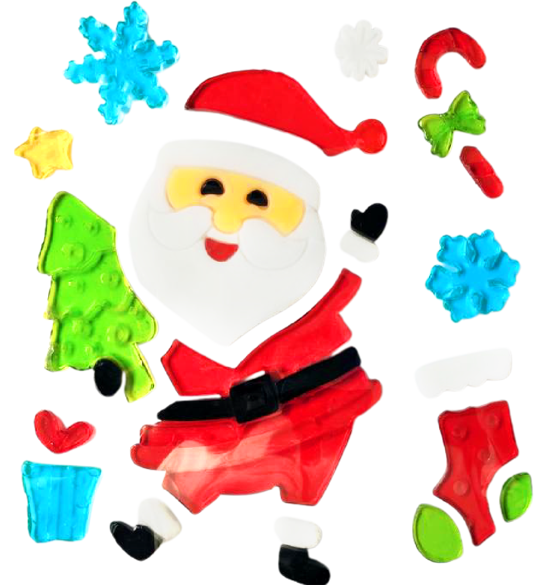 Adhesivos de gel para ventanas de Navidad - Pegatinas de ventana navideñas de Papá Noel, muñeco de nieve, copo de nieve, pingüino, árbol de Navidad y regalo para niños