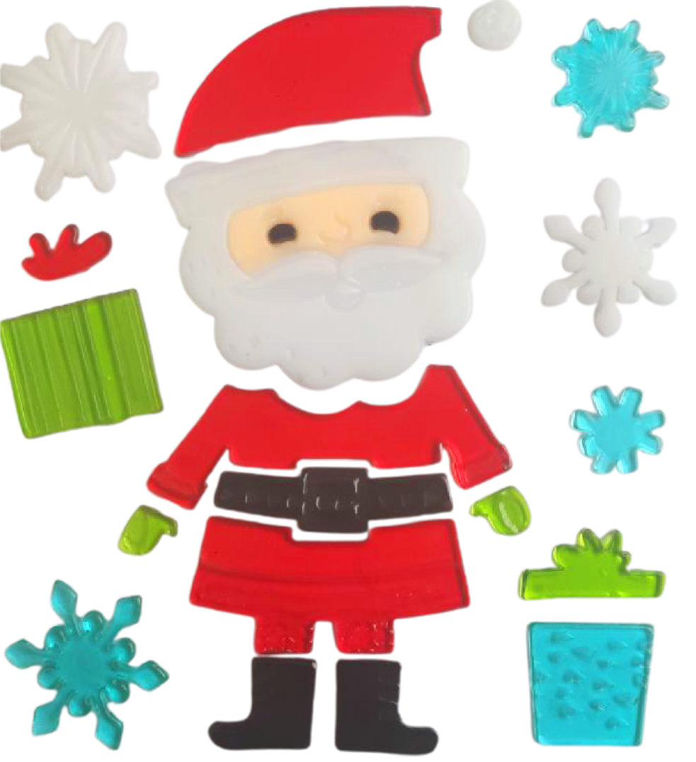 Adhesivos de gel para ventanas de Navidad - Pegatinas de ventana navideñas de Papá Noel, muñeco de nieve, copo de nieve, pingüino, árbol de Navidad y regalo para niños