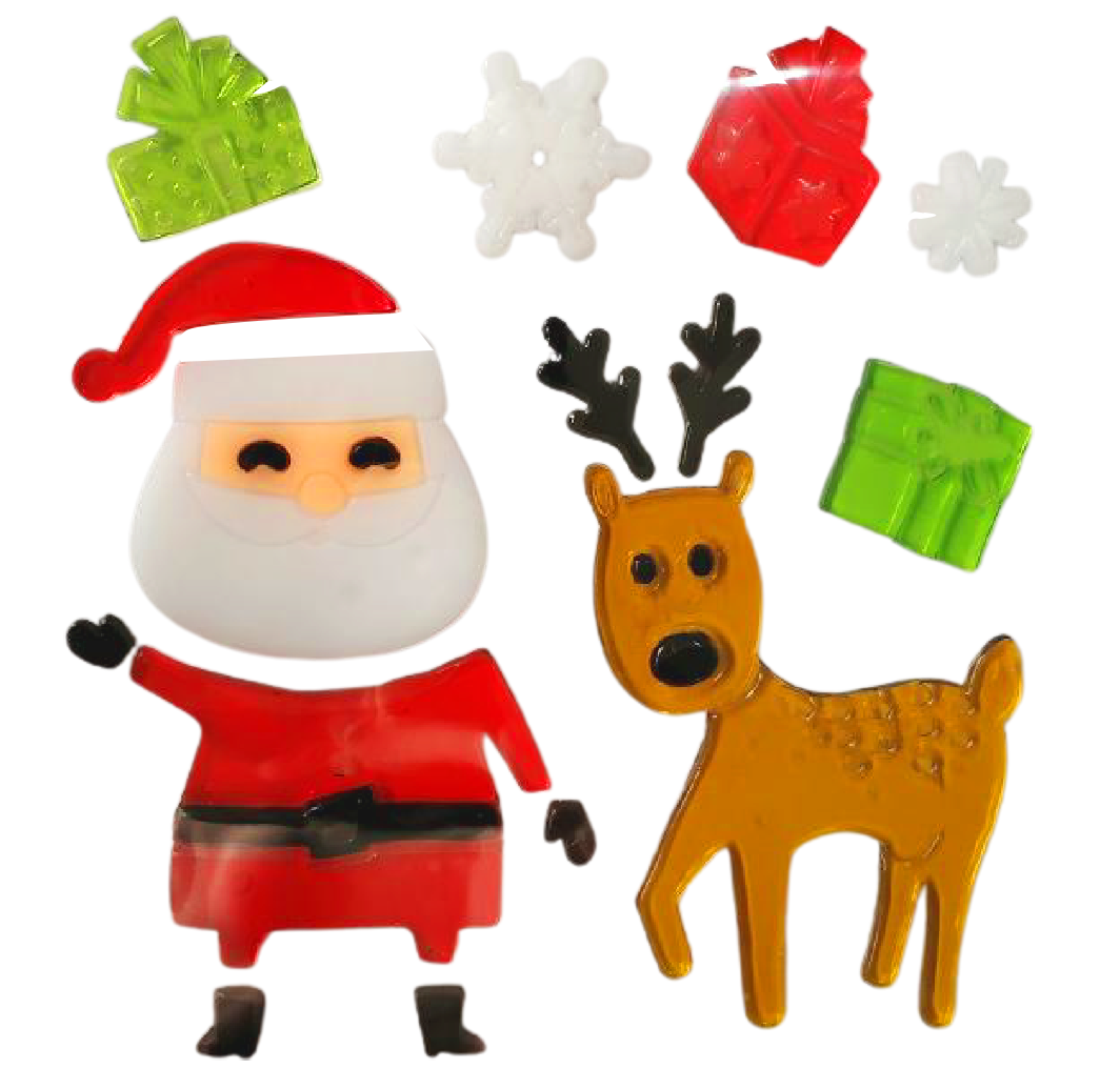 Adhesivos de gel para ventanas de Navidad - Pegatinas de ventana navideñas de Papá Noel, muñeco de nieve, copo de nieve, pingüino, árbol de Navidad y regalo para niños