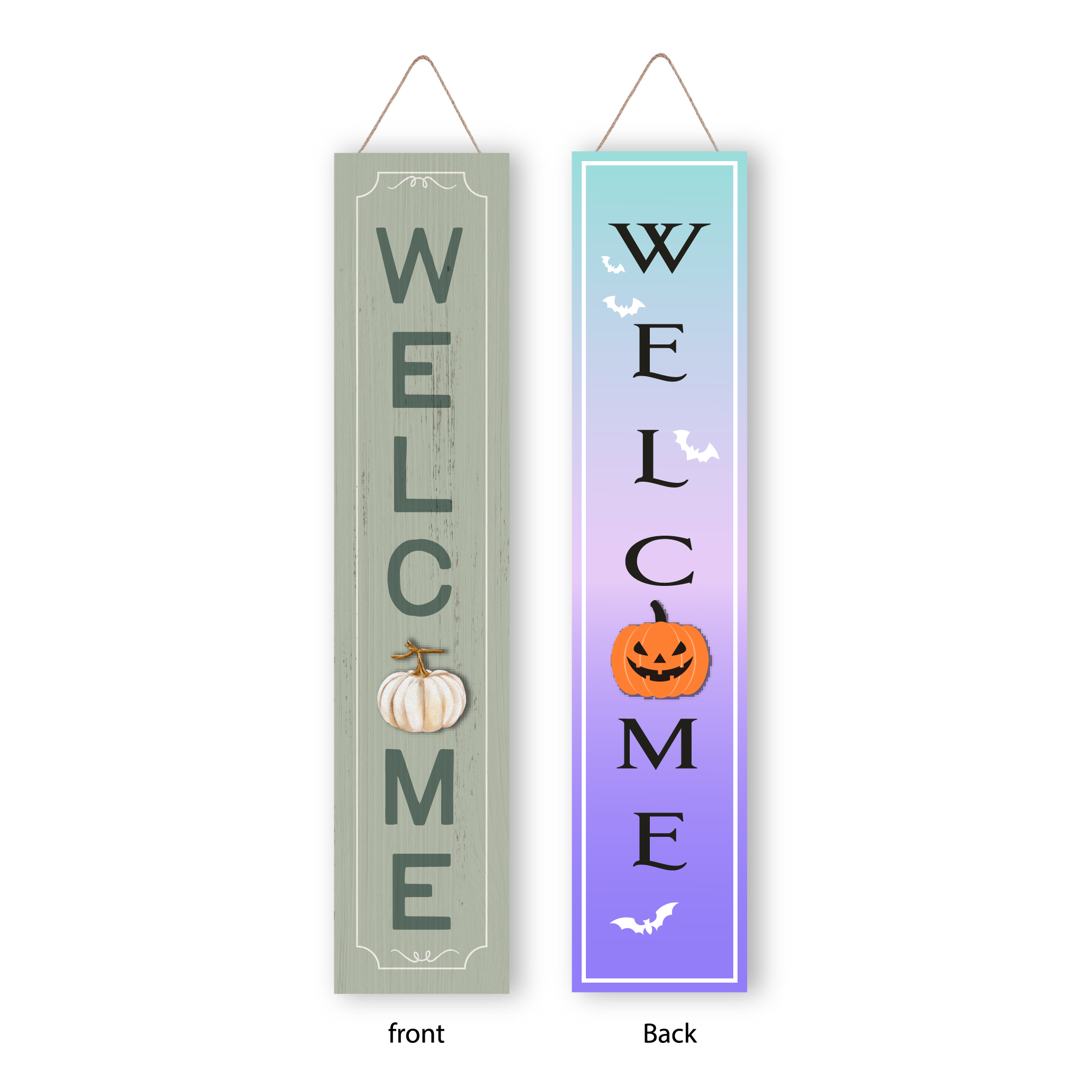Letrero de Halloween Letrero espeluznante de Halloween para porche Letrero vertical de madera para porche para decoraciones de puerta, Letrero colgante de pared estilo rústico para decoración de hogar exterior jardín