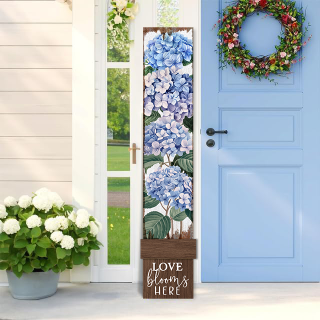 Decoración grande vertical de madera para porche Aquí crece el amor, letrero de bienvenida de pie para jardín, letrero decorativo para jardín, letrero de bienvenida para pared para patio, porche, decoración de puerta de casa de campo