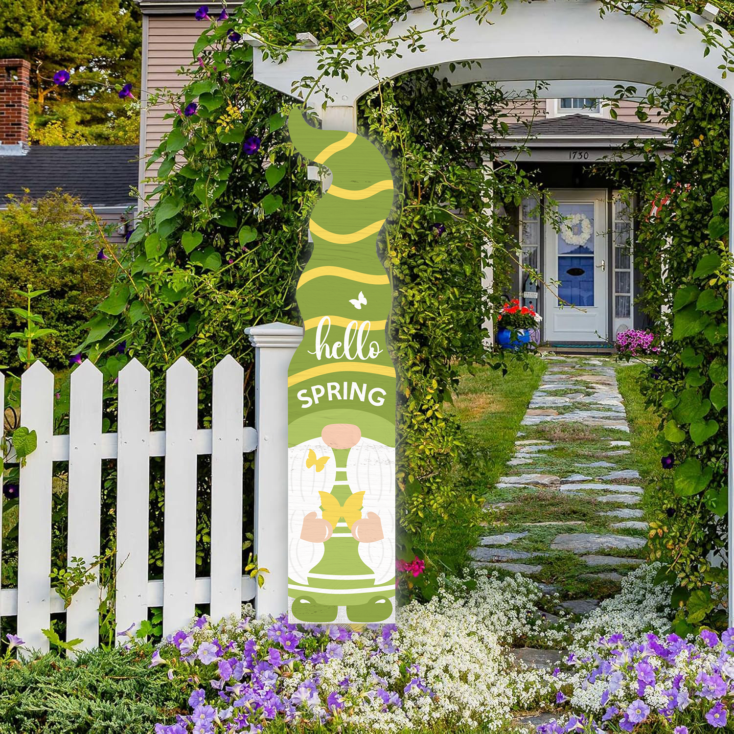 Decoración grande vertical de madera para porche Aquí crece el amor, letrero de bienvenida de pie para jardín, letrero decorativo para jardín, letrero de bienvenida para pared para patio, porche, decoración de puerta de casa de campo