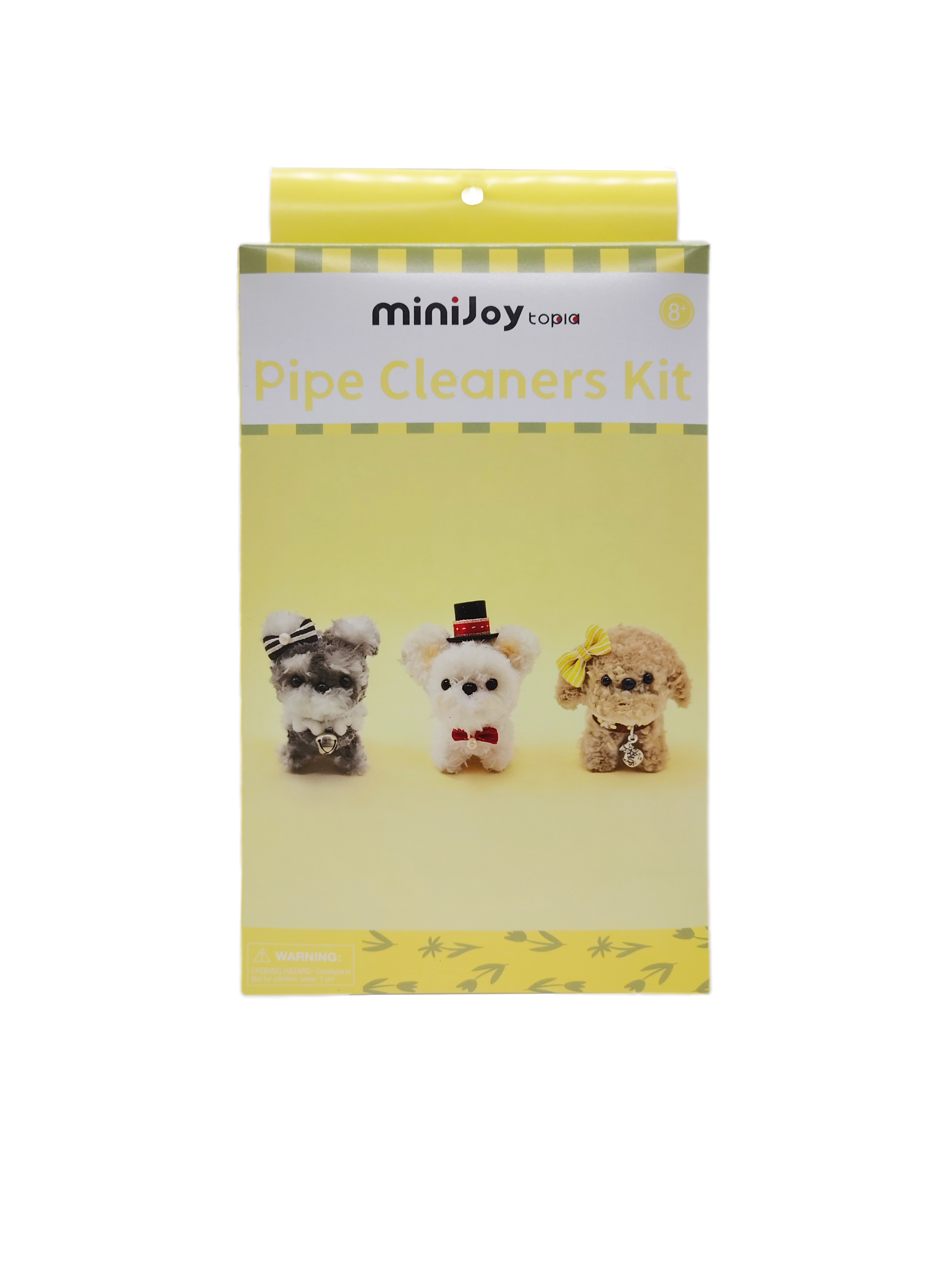 Kit de manualidades de perros con limpiapipas, set DIY 3 en 1 de cachorros caballerosos con tallos de chenilla, con pajarita, sombrero de copa y atuendos con cascabel, suministros de arte para decoración creativa de habitaciones, kit de manualidades al por mayor para niños y adultos, set de regalo para amantes de los perros