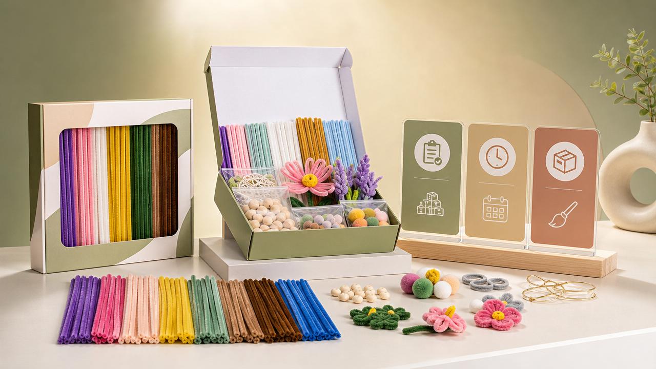 Cómo evaluar un proveedor de kits de manualidades con limpiapipas para MOQ, plazo de entrega y embalaje personalizado
