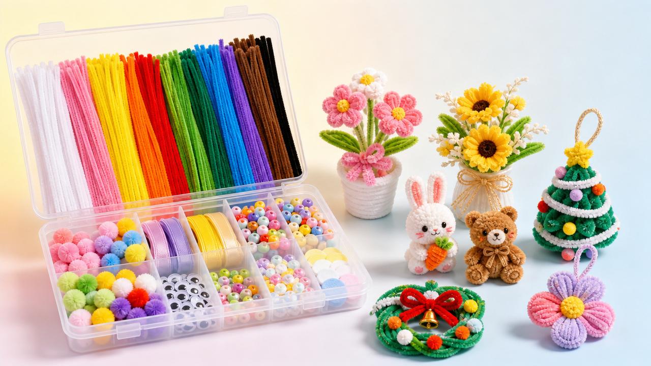 ¿Qué es un kit de manualidades con limpiapipas peludos y qué incluye?