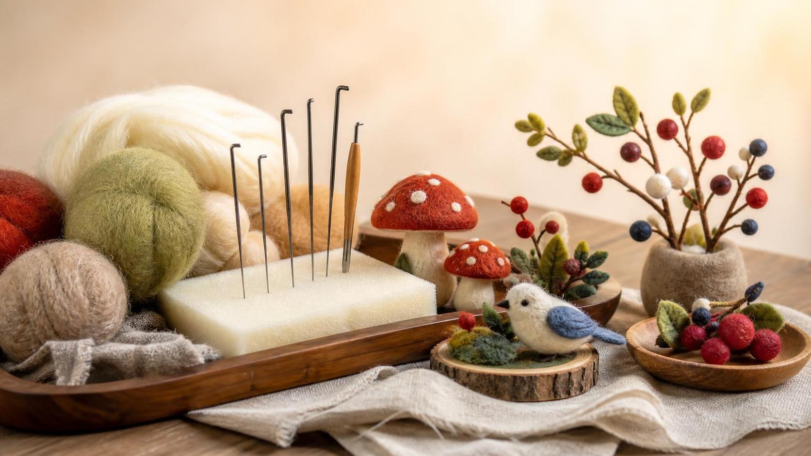 Kits de fieltrado escultórico con aguja: materiales, herramientas y colores para empezar