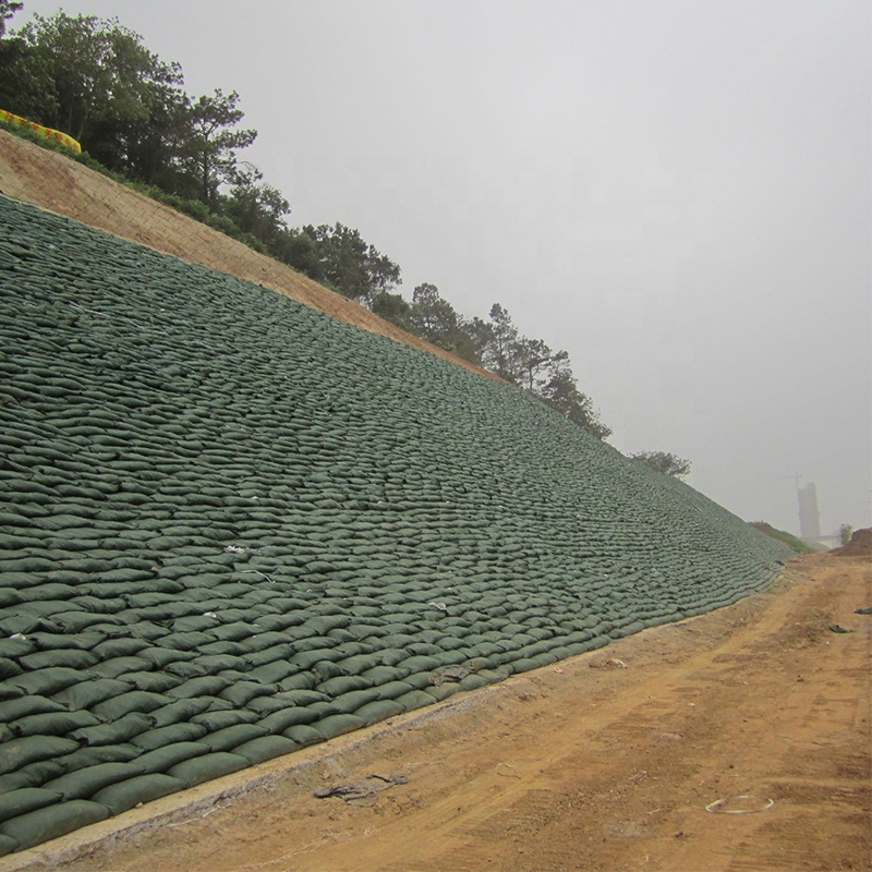 Ecological Geo Bags Woven Geotextile Sand Bag Retaining Wall