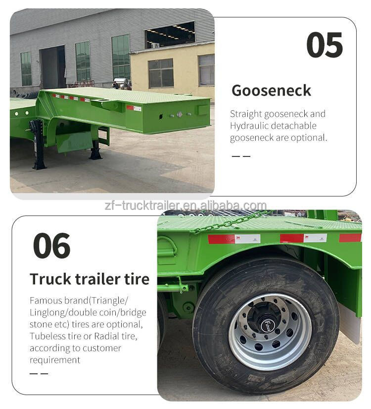 3 axle 60 ton lowbed semi trailer مقطورة نصف منخفضة 3 محاور 60 طن