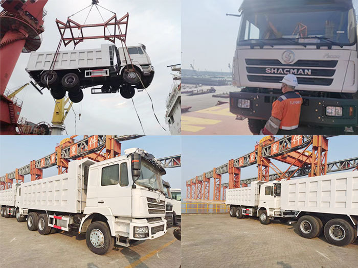 ZW Shacman dump truck at port ready for shipping Camion benne Shacman M3000 350HP 6×4
