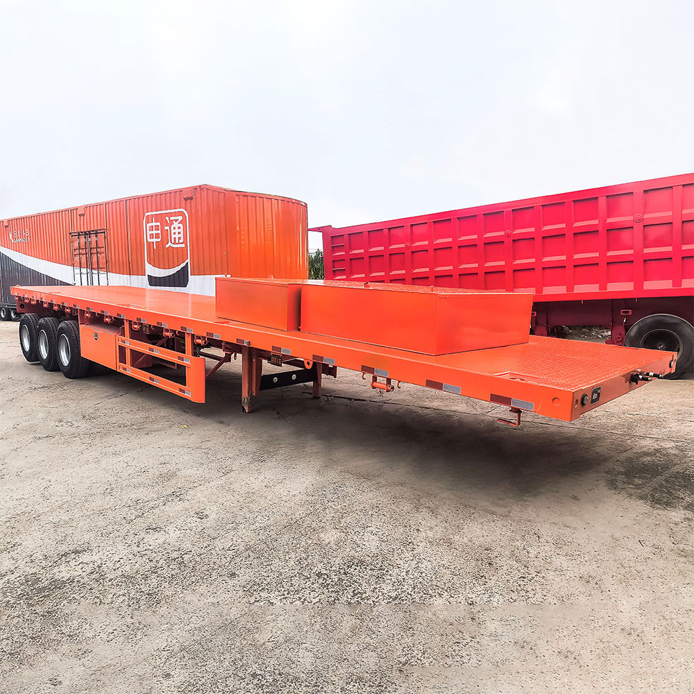Semi-remorque plate à 3 essieux pour conteneur de 40 pieds