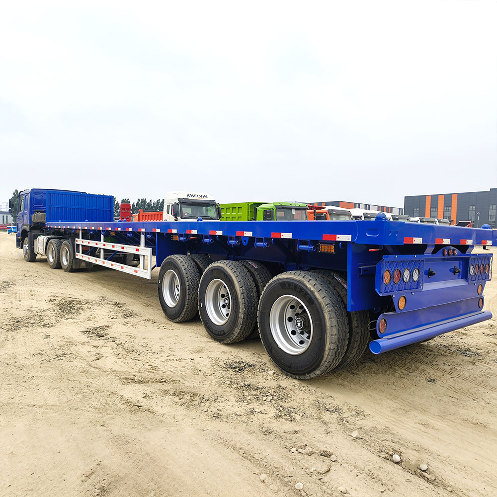 Remorque plate-forme pour transport de marchandises à 3 essieux et 40 pieds