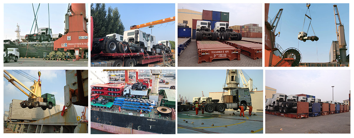 Heavy duty tractor truck shipment process including packing, loading, and port delivery Caminhão Trator HOWO 336HP 4×2