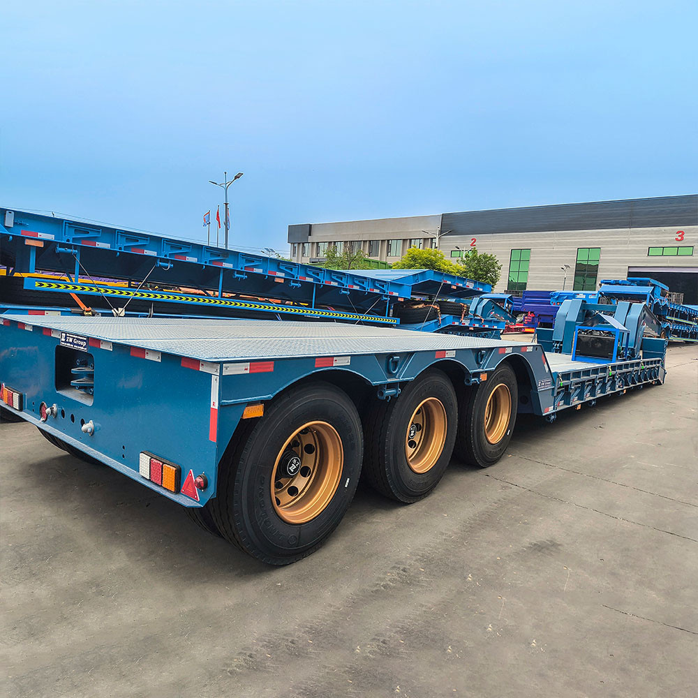 Semi-reboque Lowboy RGN de 3 Eixos com Capacidade de 60 Toneladas