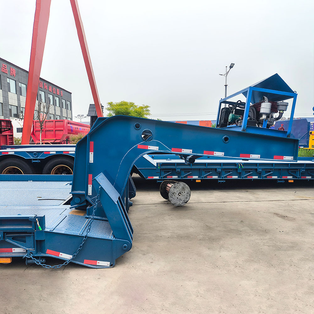 Semi-reboque Lowboy RGN de 3 Eixos com Capacidade de 60 Toneladas