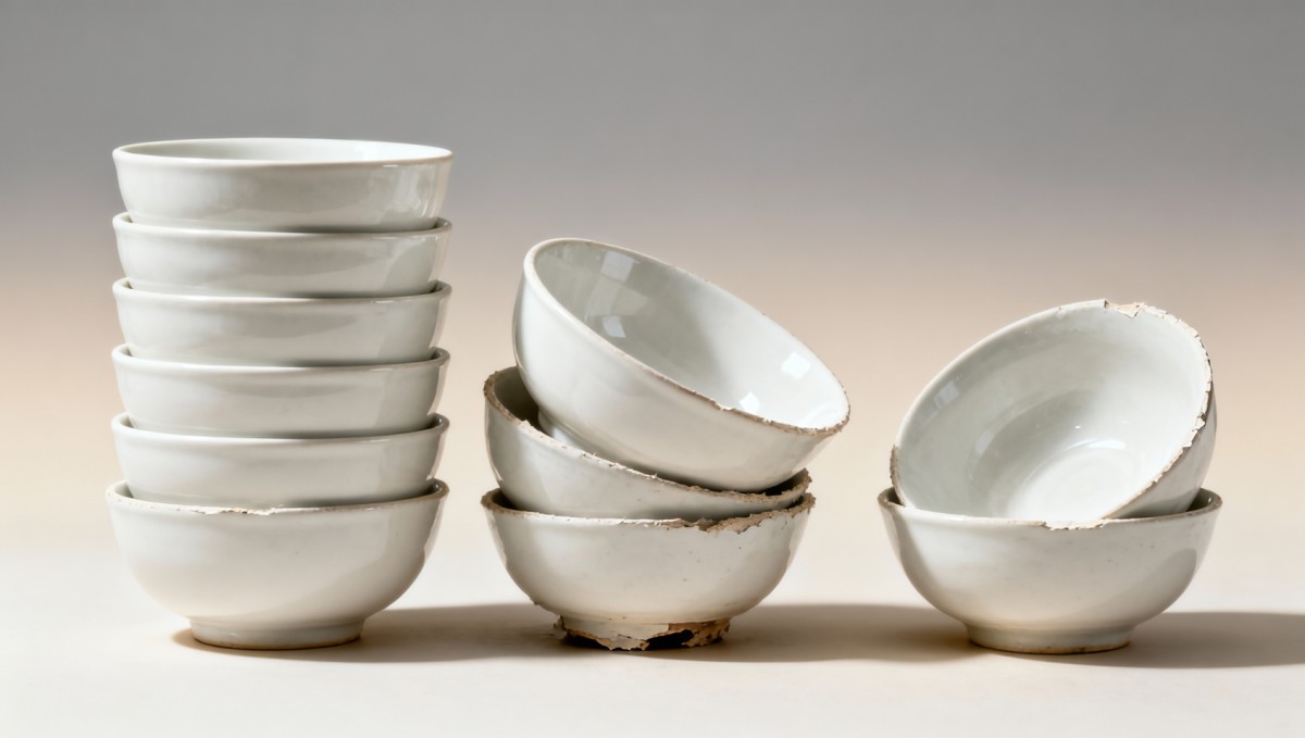 Porcelain soup bowls stacking unevenly in commercial kitchens: A design flaw or a production tolerance issue?
