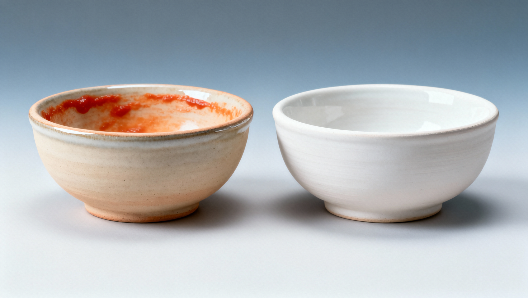Stoneware bowls staining from tomato-based sauces—even with ‘dishwasher-safe’ labeling