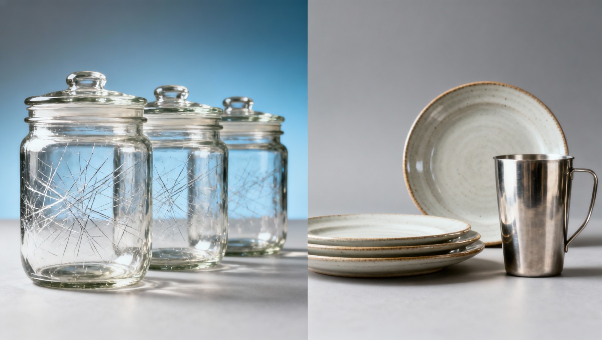 Glass storage jars develop micro-scratches after three months of use Glass storage jars develop micro-scratches after three months of use