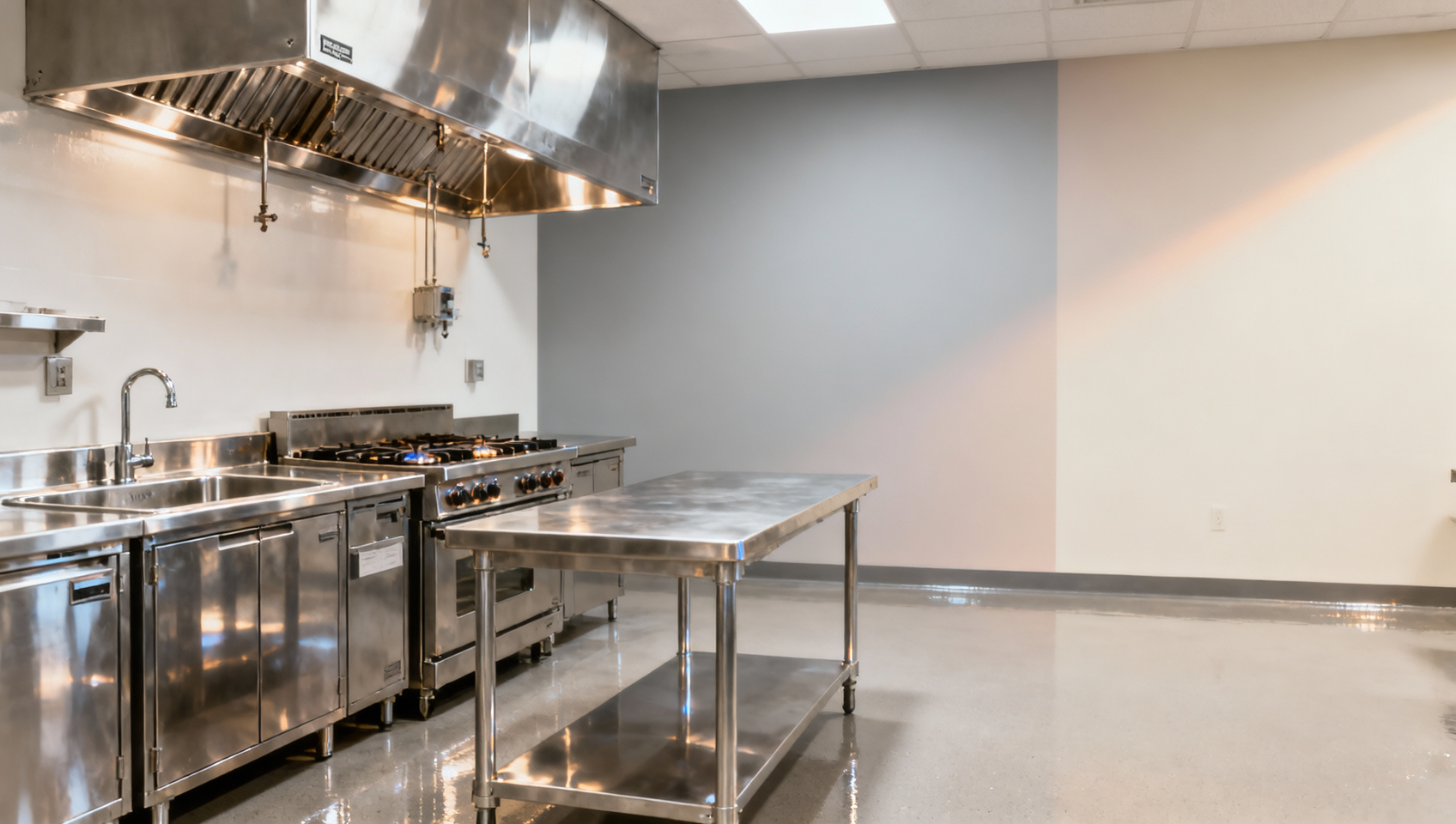 Restaurant kitchen equipment layout for shared commercial kitchens: Balancing access and safety