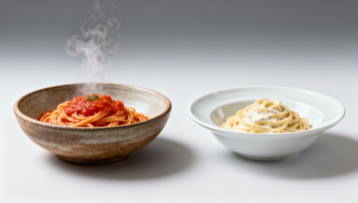 Stoneware pasta bowl or porcelain? The serving feel differs Stoneware pasta bowl or porcelain? The serving feel differs