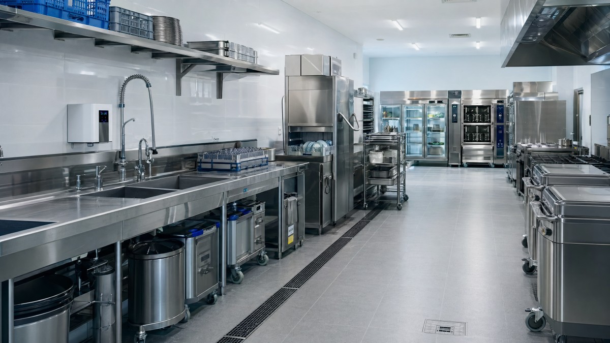 Catering kitchen design that speeds up loading and cleanup Catering kitchen design that speeds up loading and cleanup