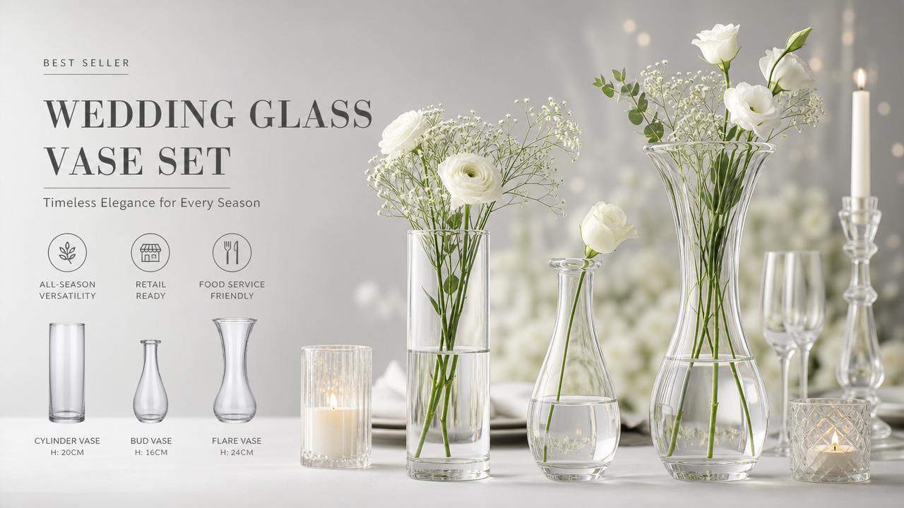Glass wedding vase styles that still sell after peak season