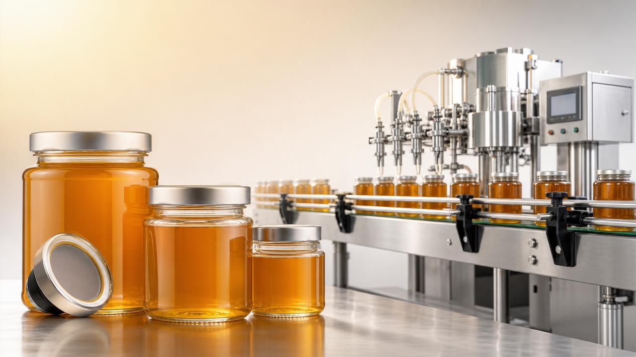 What makes a glass honey jar safer for sticky product filling