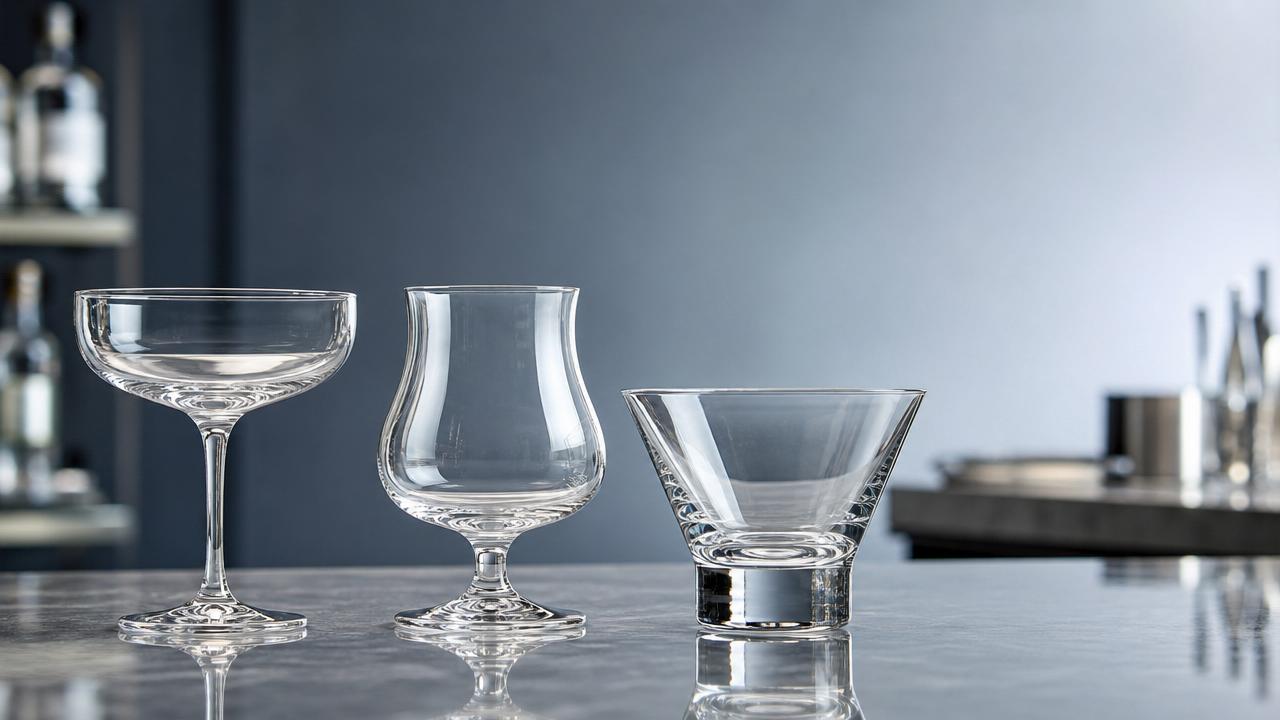 Glass cocktail cup shapes that chip less in busy service